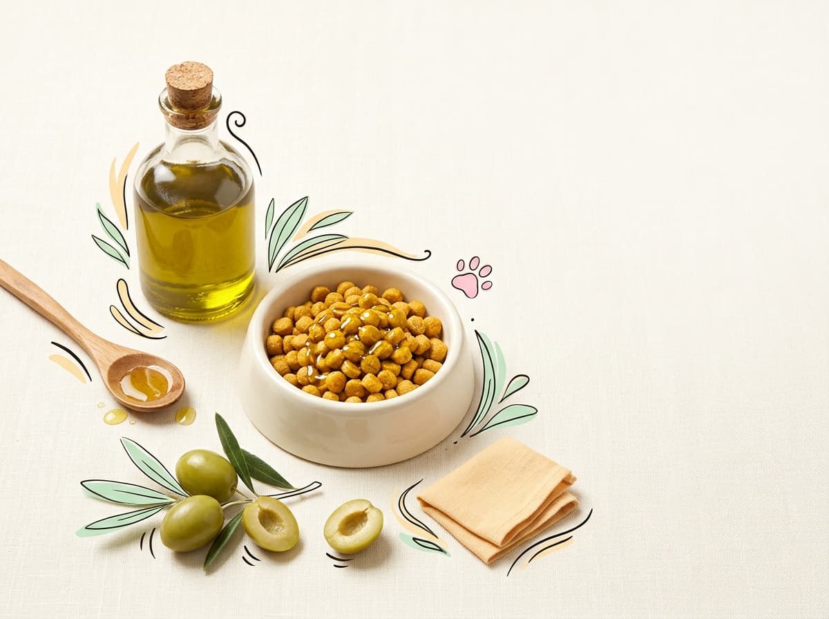 Illustration de couverture — Huile d'olive et chien : bienfaits réels, dosage par poids et limites