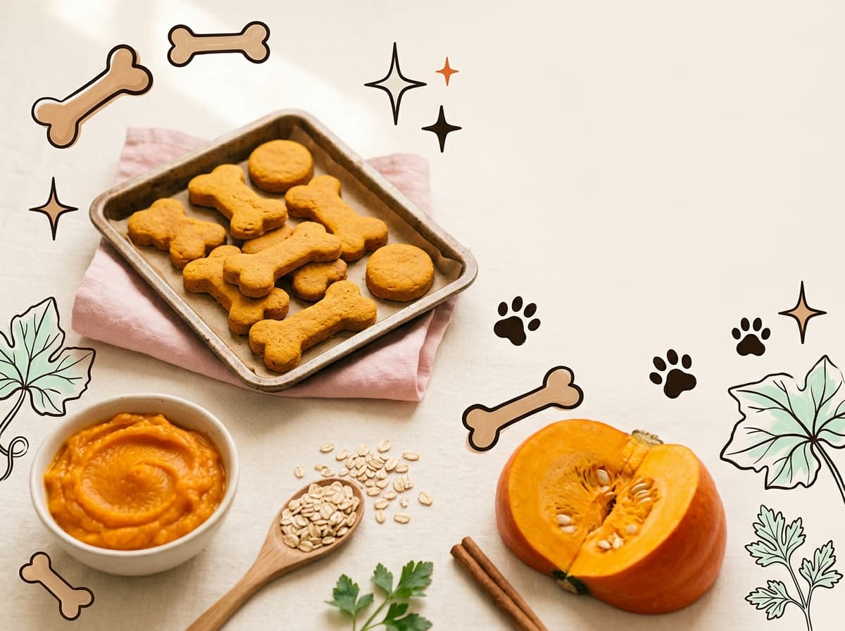 Illustration de couverture — Biscuits maison au potiron pour chien : recette facile pour le transit