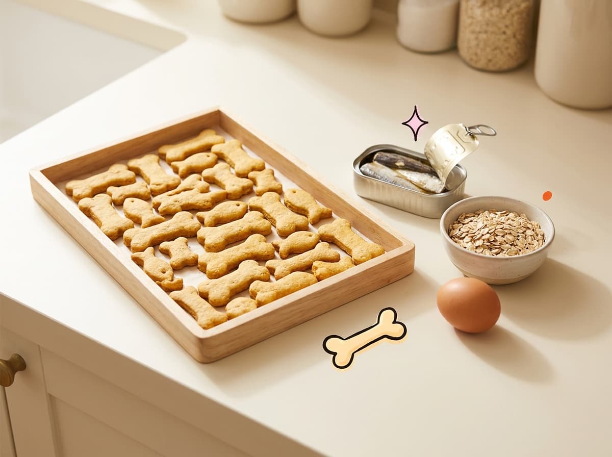 Illustration de couverture — Recette de biscuits à la sardine pour chien : oméga-3 et calcium en 30 minutes
