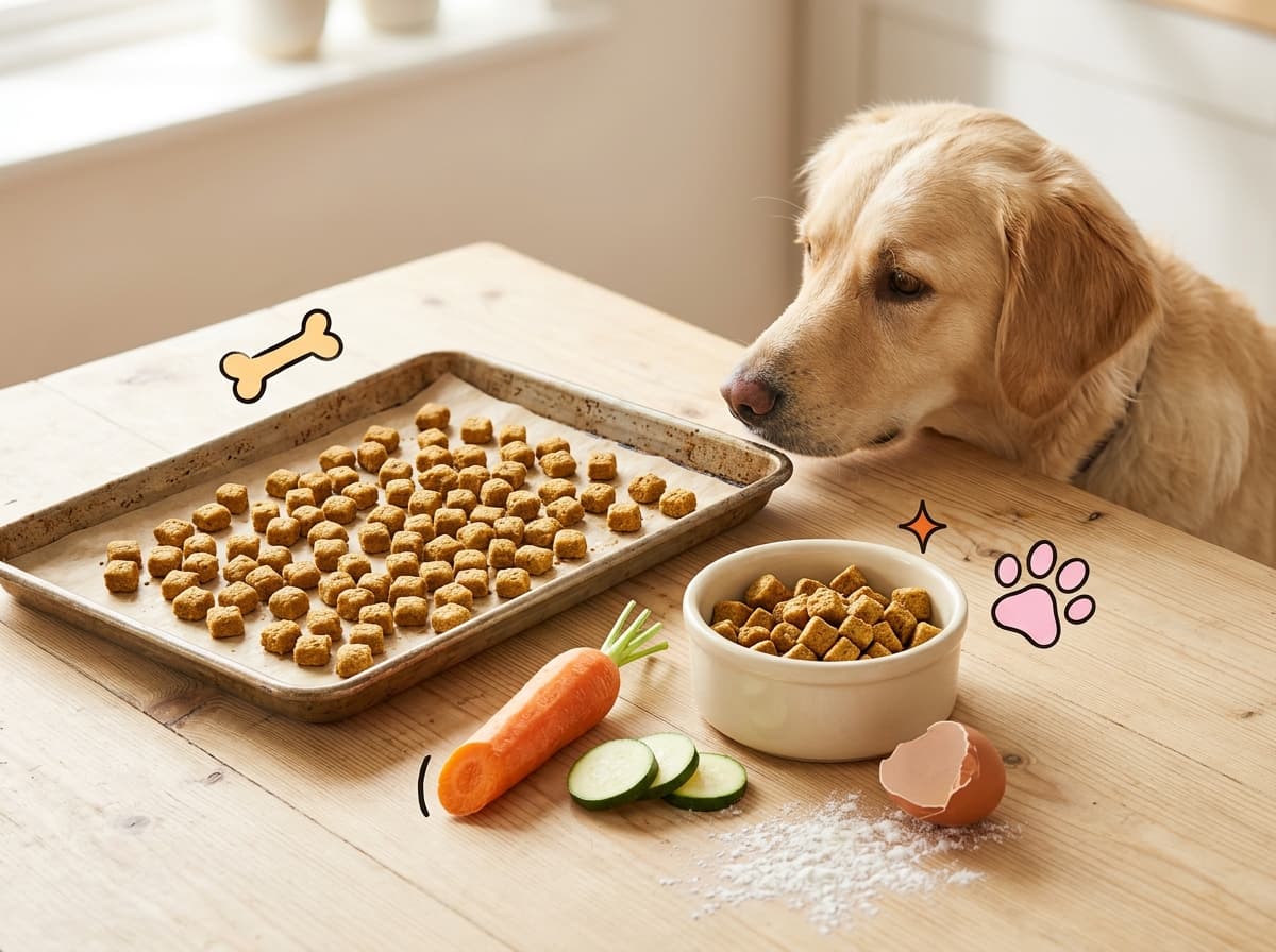 Illustration de couverture — Croquettes maison pour chien : recette au four, séchage et conservation