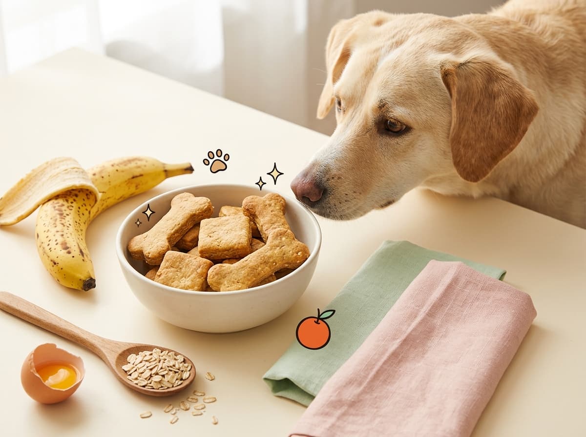 Illustration de couverture — Friandises maison banane-avoine pour chien : recette sans sucre ajouté