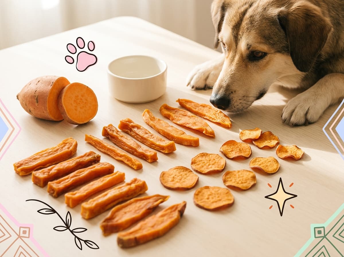 Illustration de couverture — Recette de patate douce séchée pour chien : lamelles moelleuses ou croquantes maison