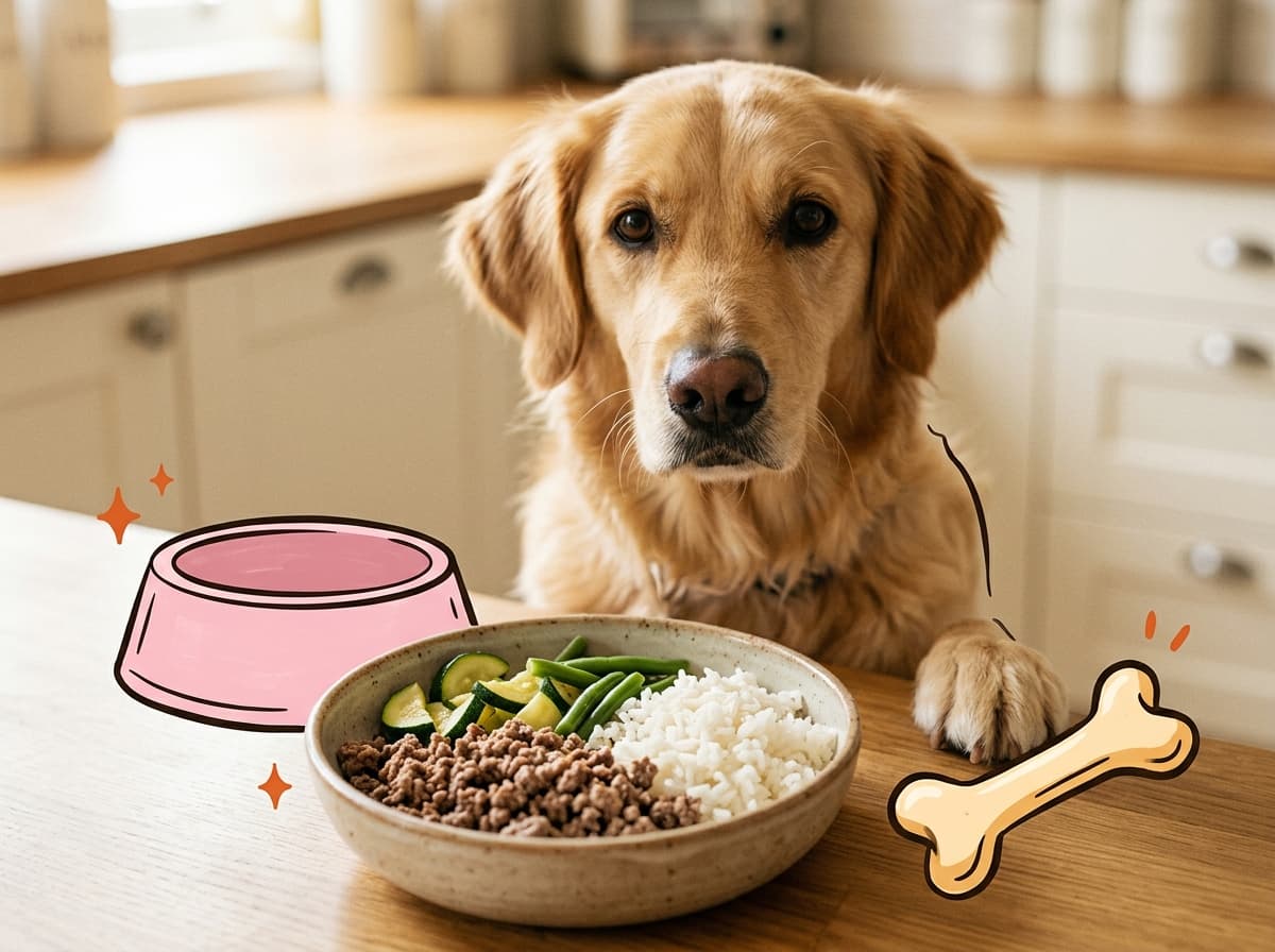 Illustration de couverture — Pâtée maison au bœuf pour chien : recette et le piège du gras